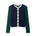 Color Block Button-Front Knit Top