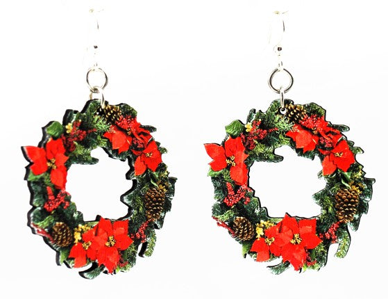 Large Christmas Wreath Earrings