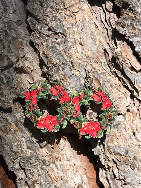 Large Christmas Wreath Earrings