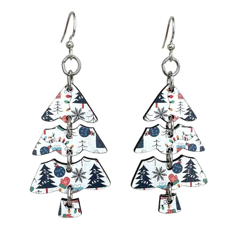 Plaid Christmas Tree Earrings