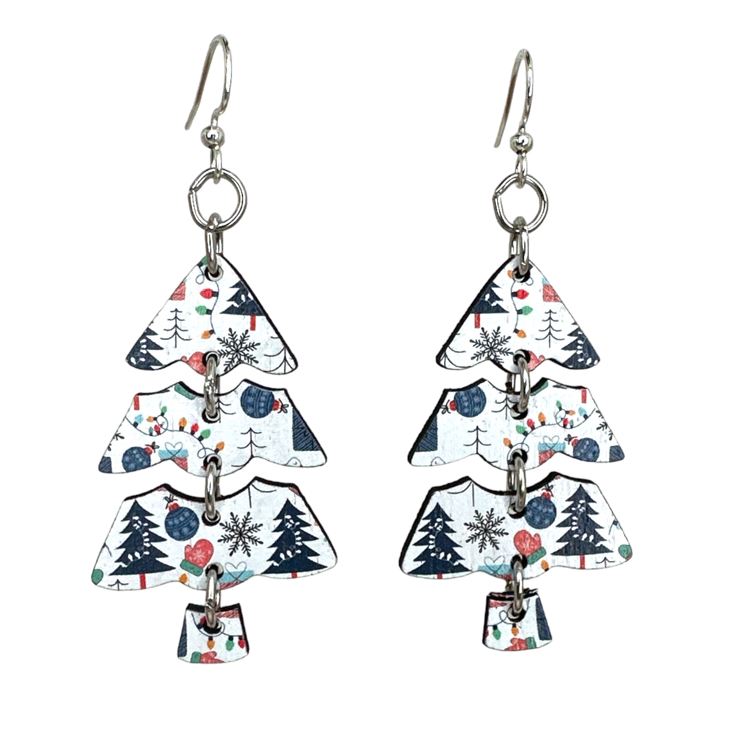 Plaid Christmas Tree Earrings