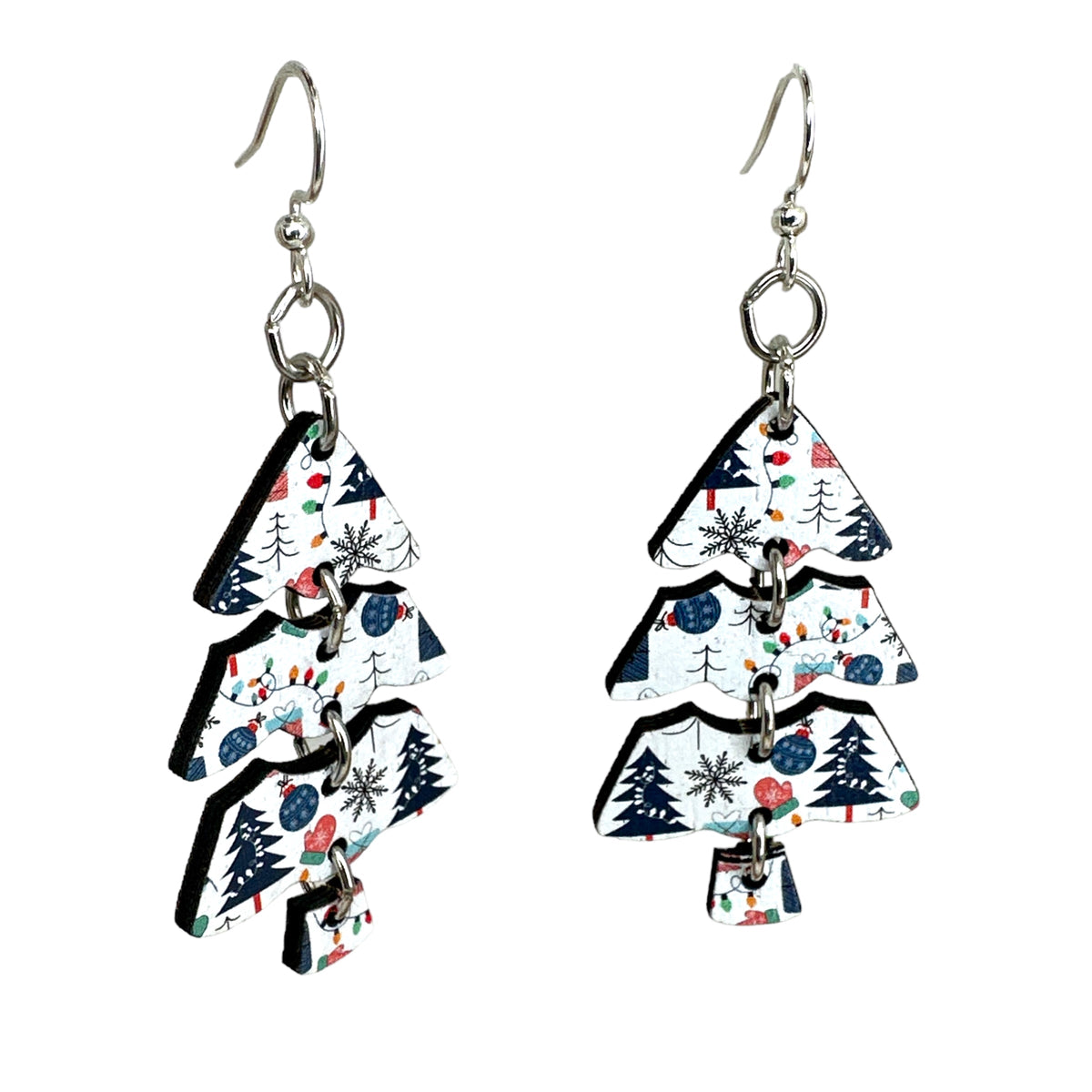 Plaid Christmas Tree Earrings