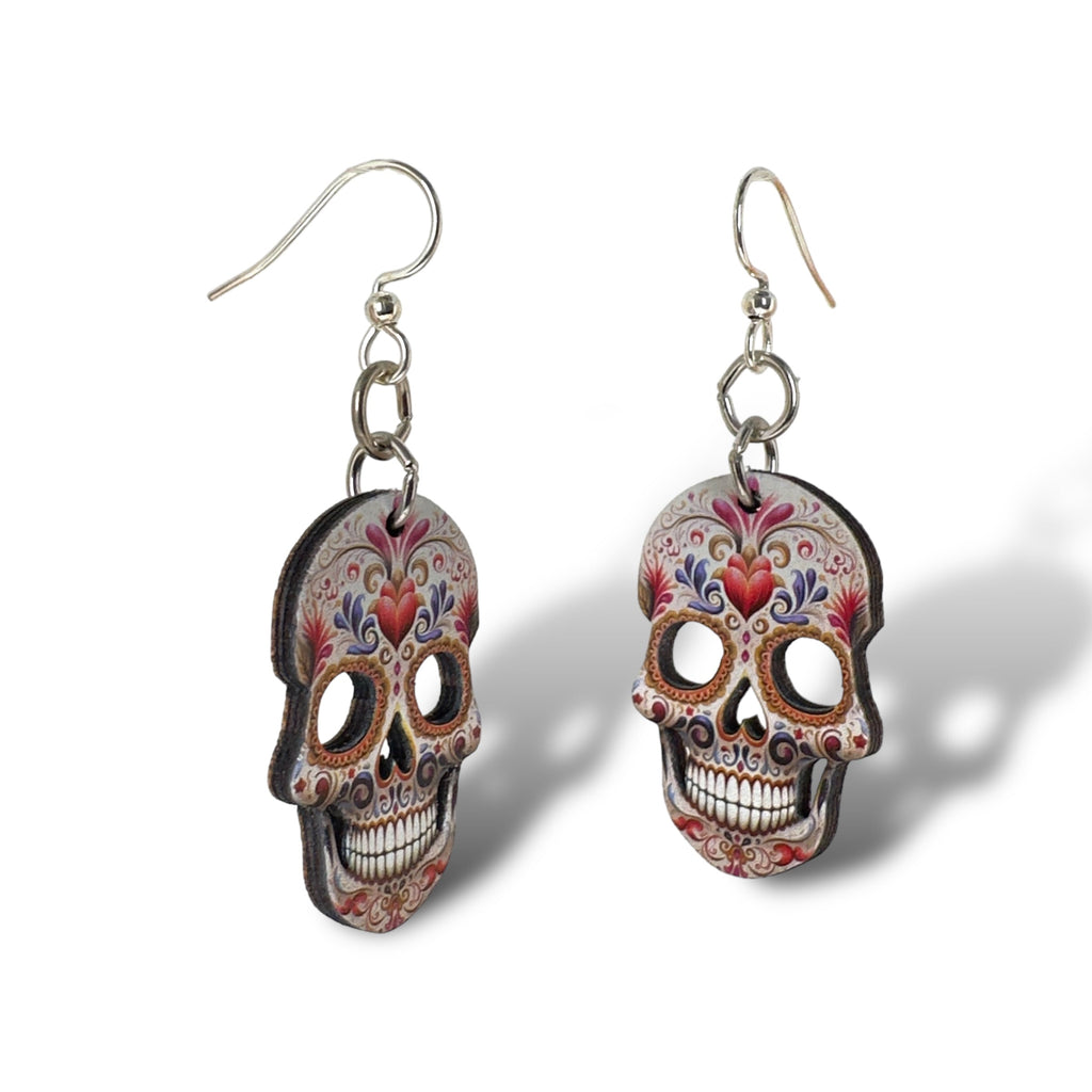 Sugar Skull Heart Earrings
