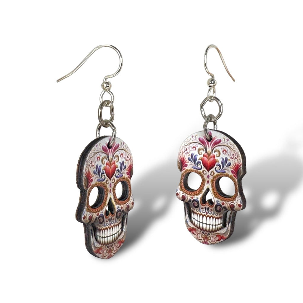 Sugar Skull Heart Earrings