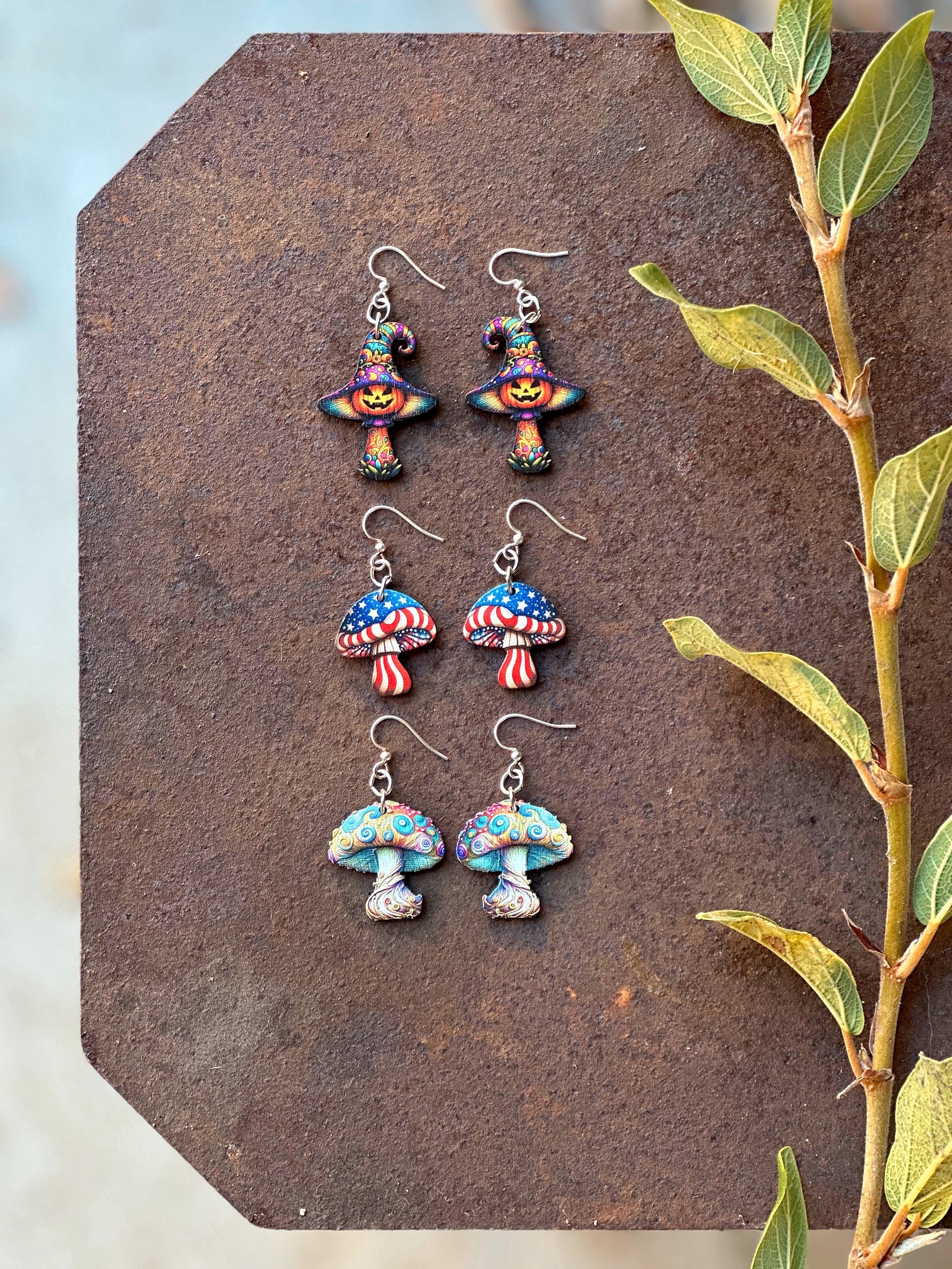Halloween Mushroom Earrings