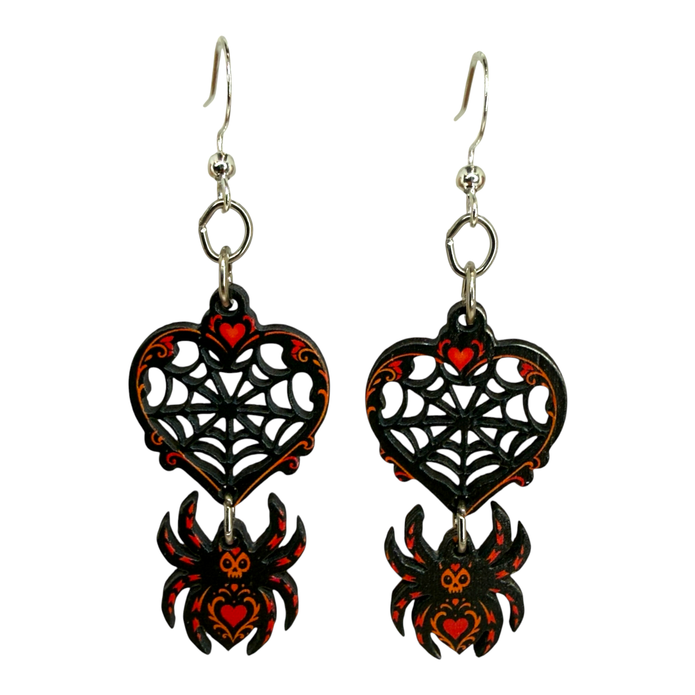 Spider Web Heart Earrings