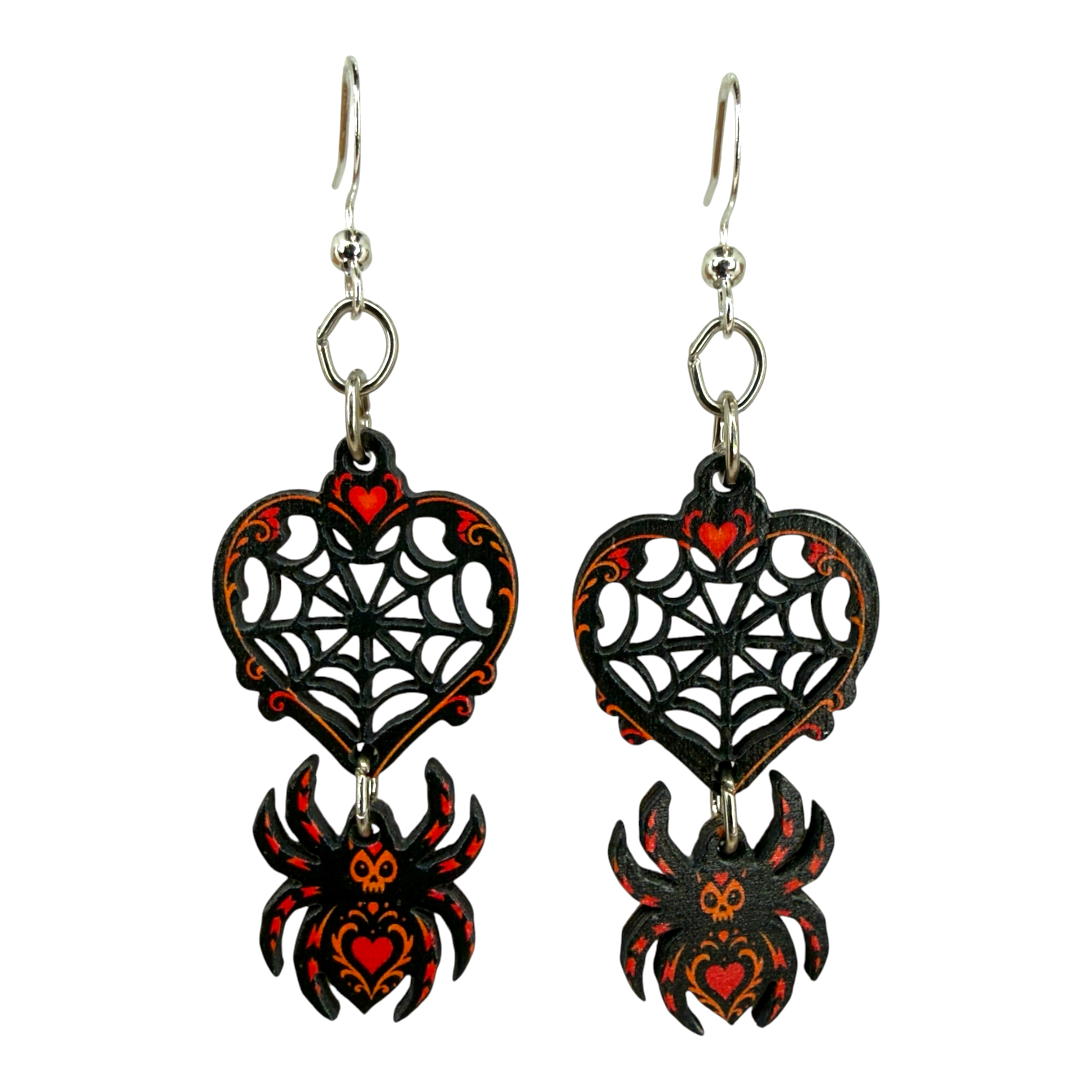 Spider Web Heart Earrings