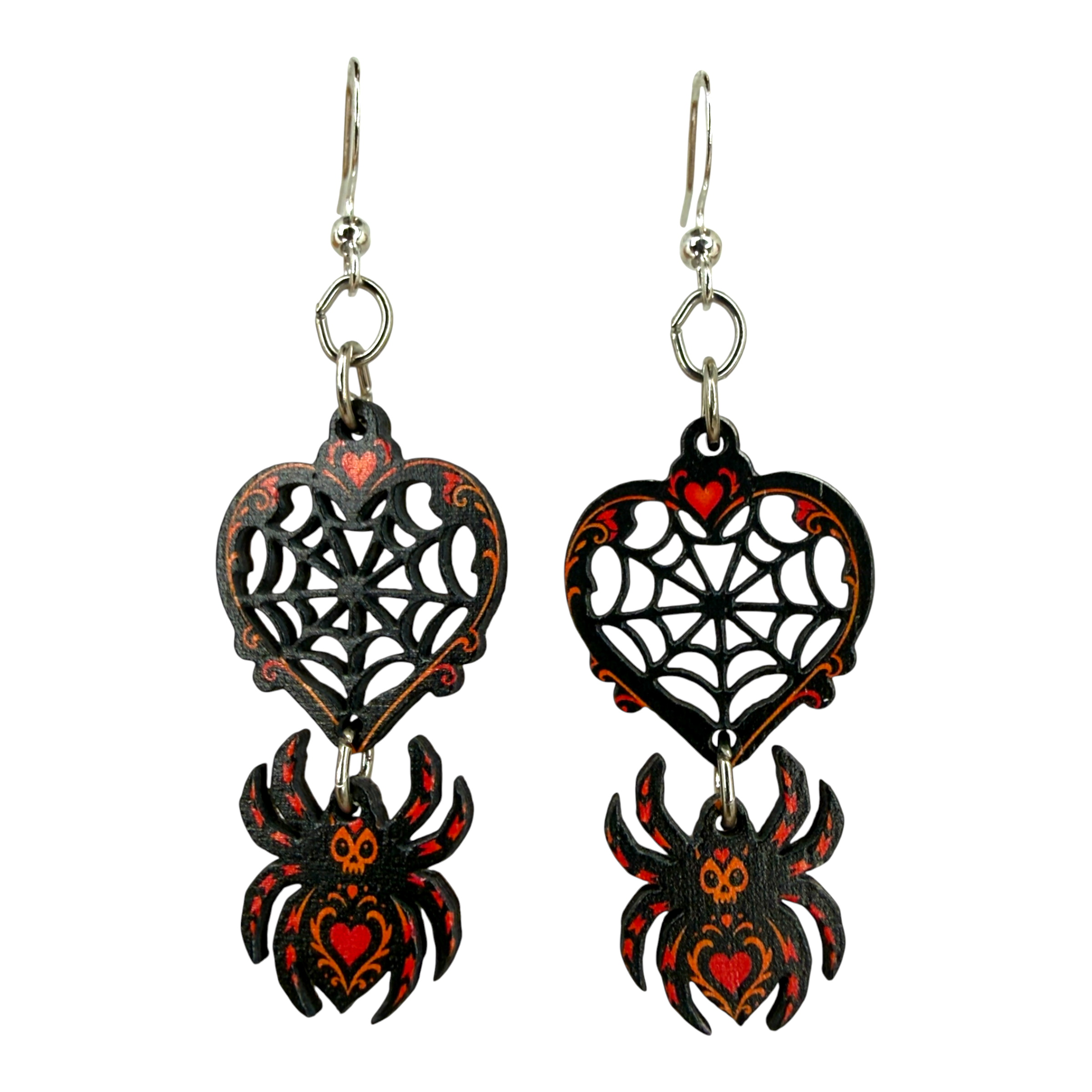 Spider Web Heart Earrings