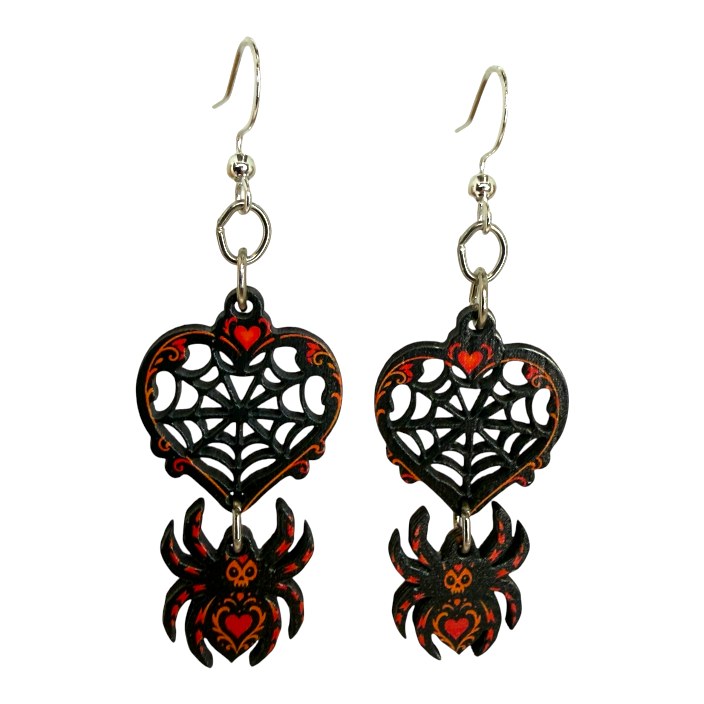 Spider Web Heart Earrings