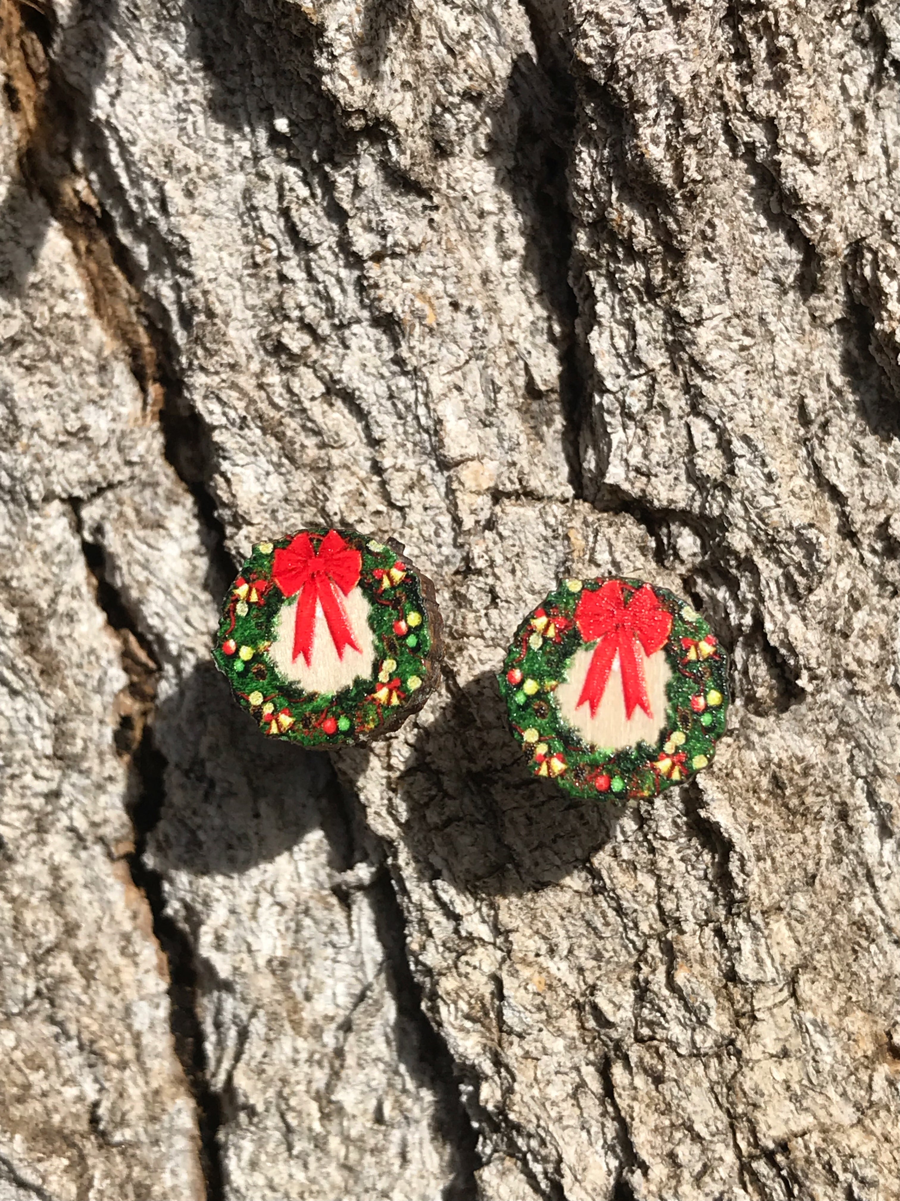 Christmas Wreath Stud Earrings