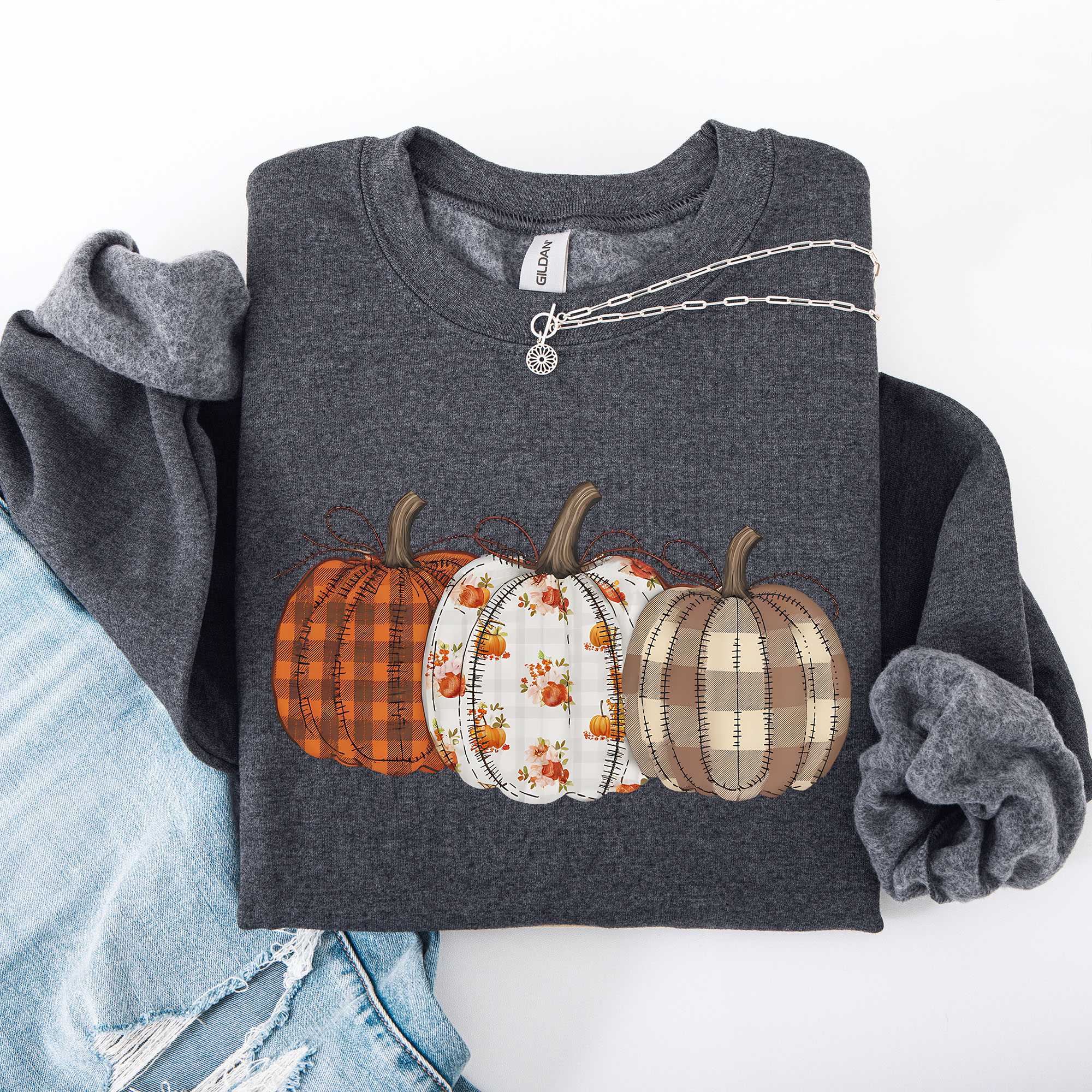 Cute Patterned Pumpkins Halloween Sweatshirt