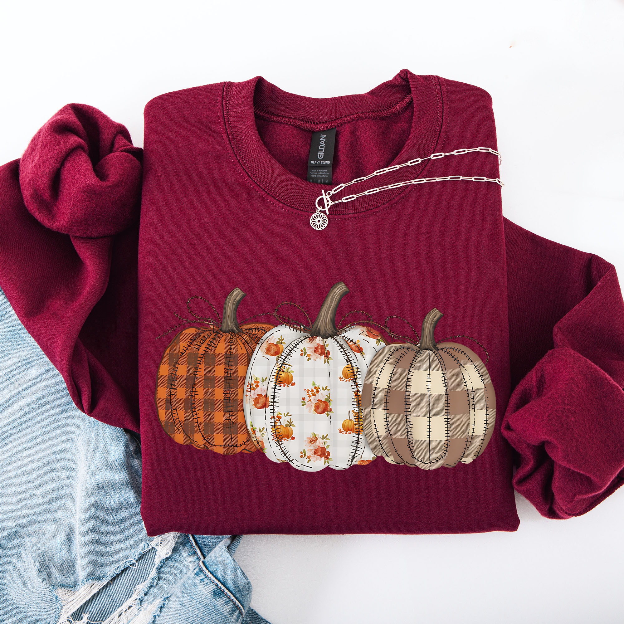 Cute Patterned Pumpkins Halloween Sweatshirt