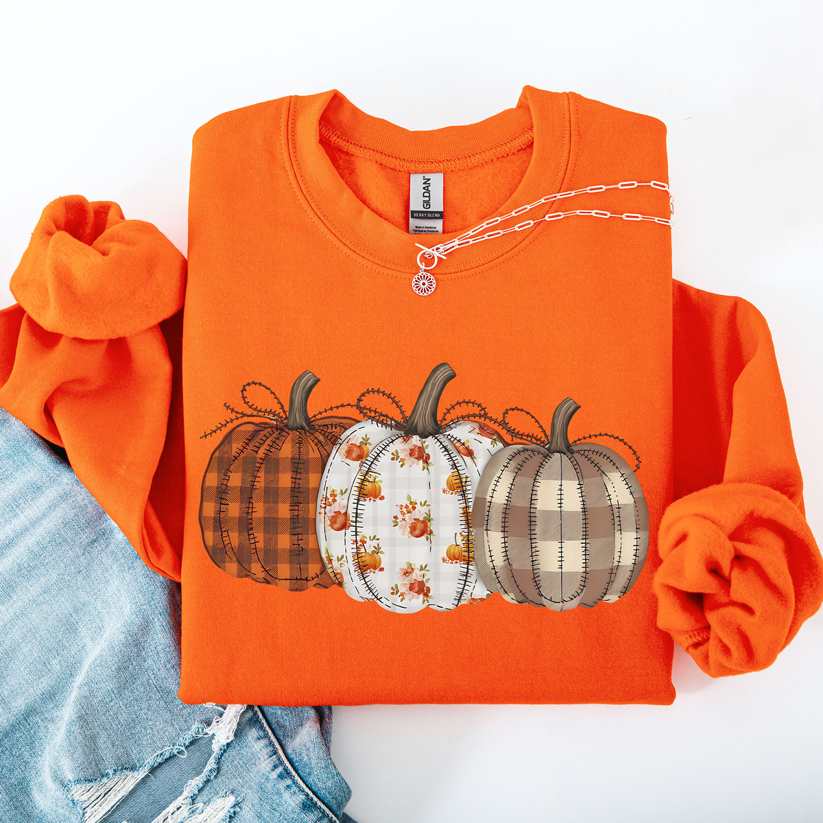 Cute Patterned Pumpkins Halloween Sweatshirt