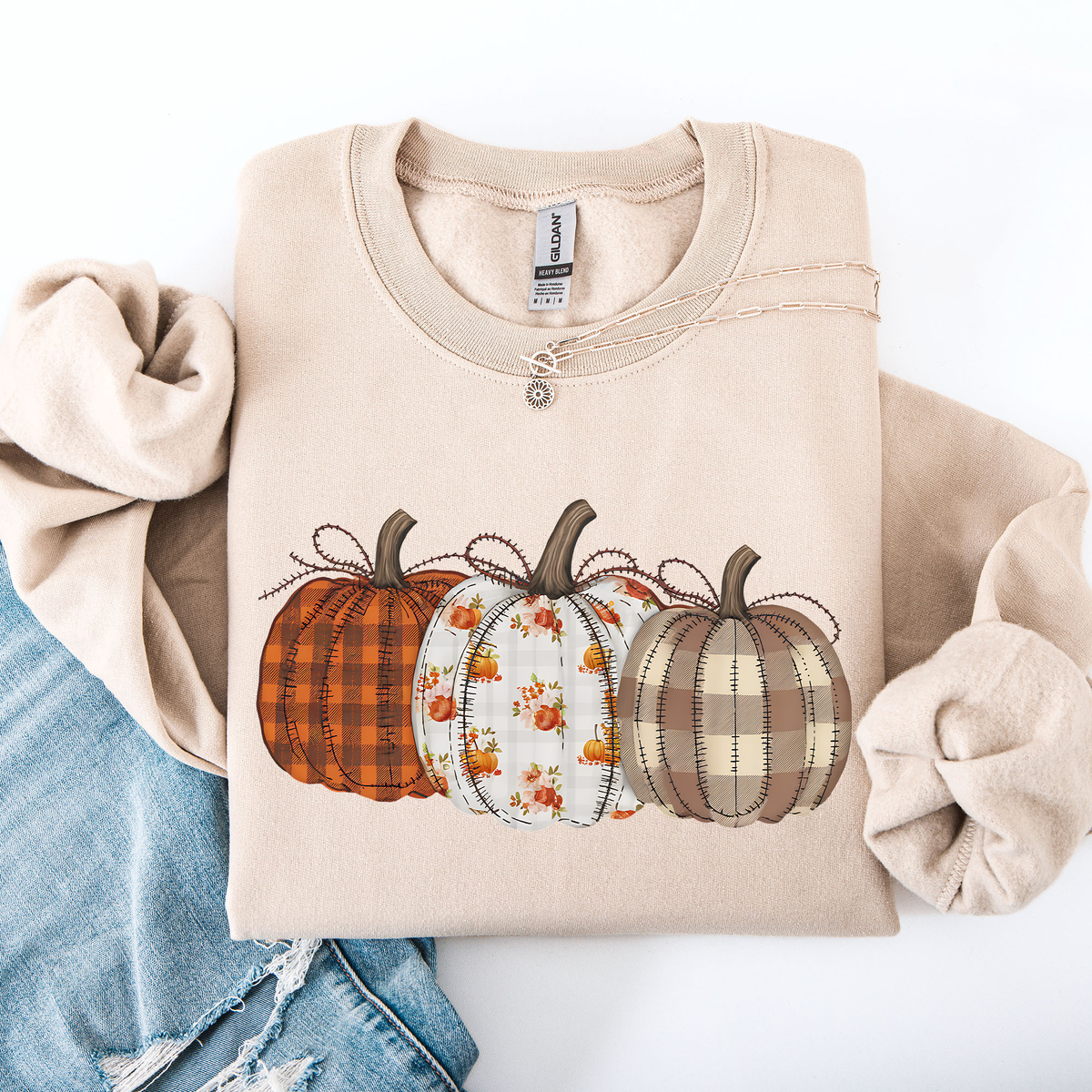 Cute Patterned Pumpkins Halloween Sweatshirt