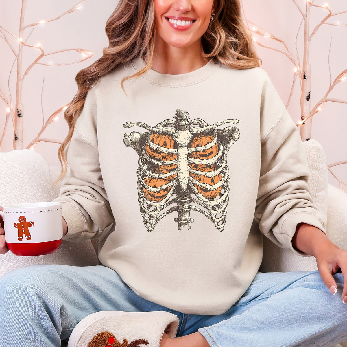 Halloween Skeleton Pumpkin Anatomy Sweatshirt