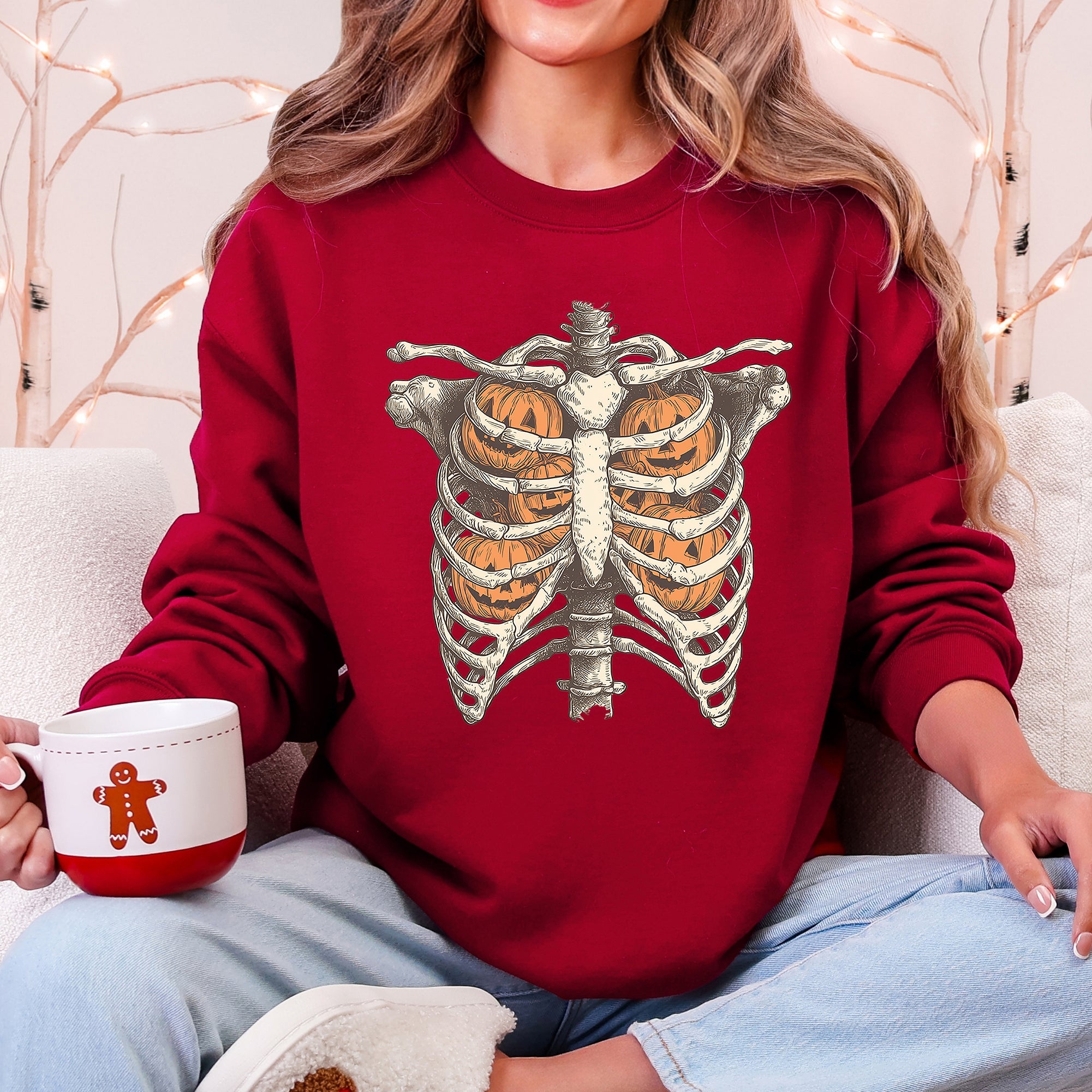 Halloween Skeleton Pumpkin Anatomy Sweatshirt