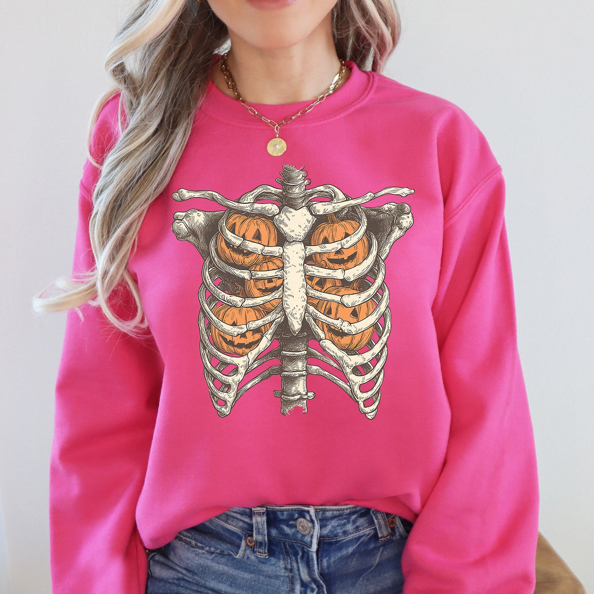 Halloween Skeleton Pumpkin Anatomy Sweatshirt