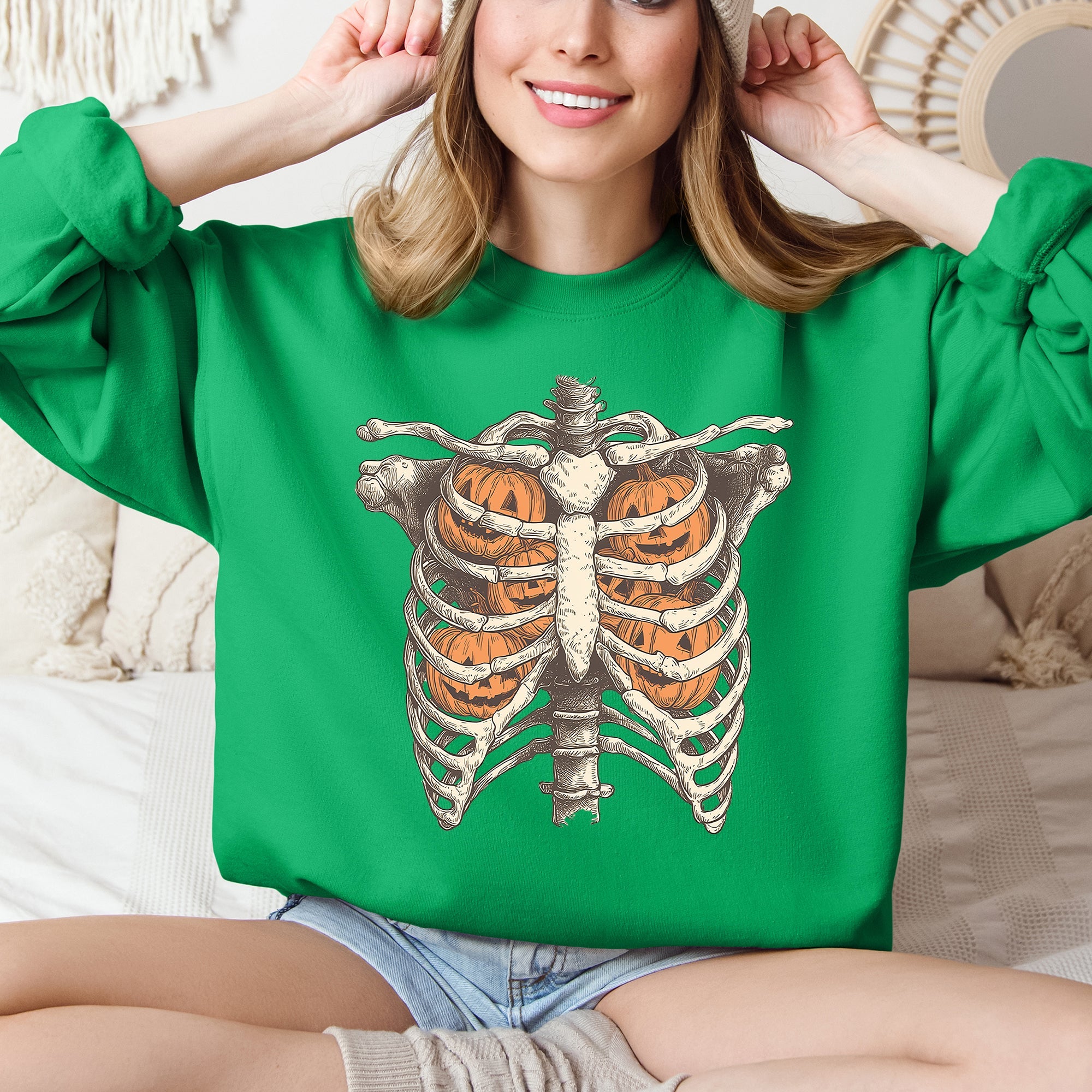 Halloween Skeleton Pumpkin Anatomy Sweatshirt