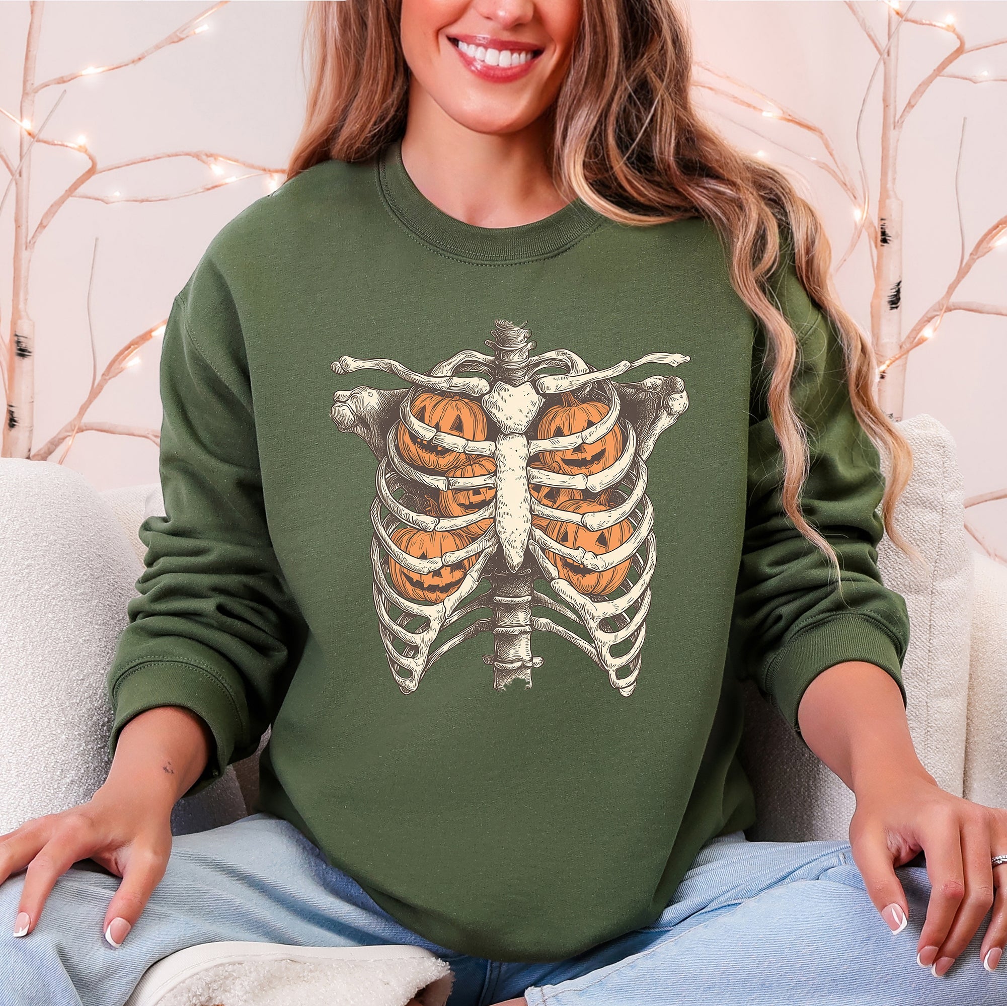 Halloween Skeleton Pumpkin Anatomy Sweatshirt