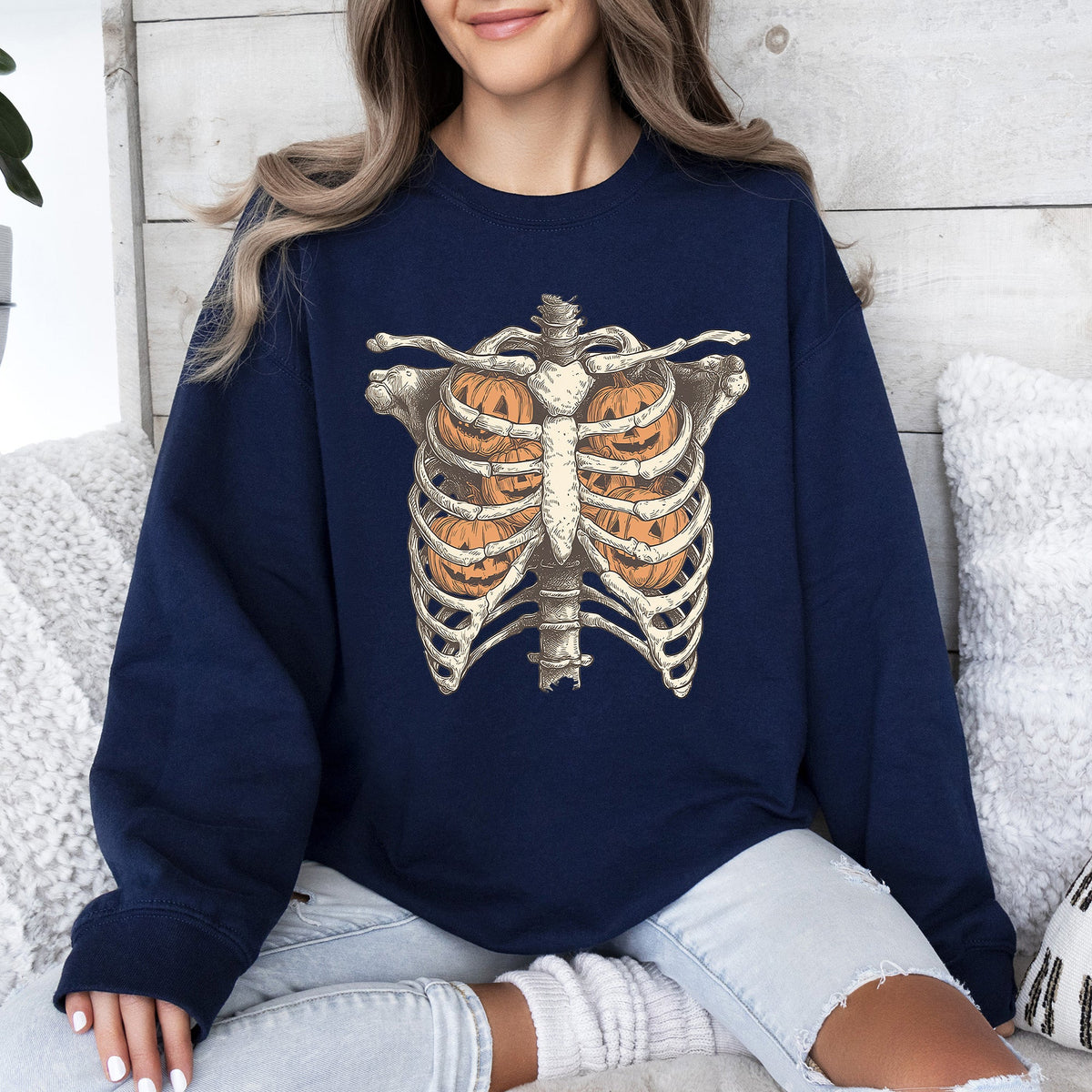 Halloween Skeleton Pumpkin Anatomy Sweatshirt