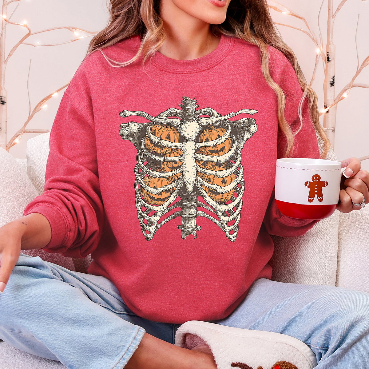 Halloween Skeleton Pumpkin Anatomy Sweatshirt