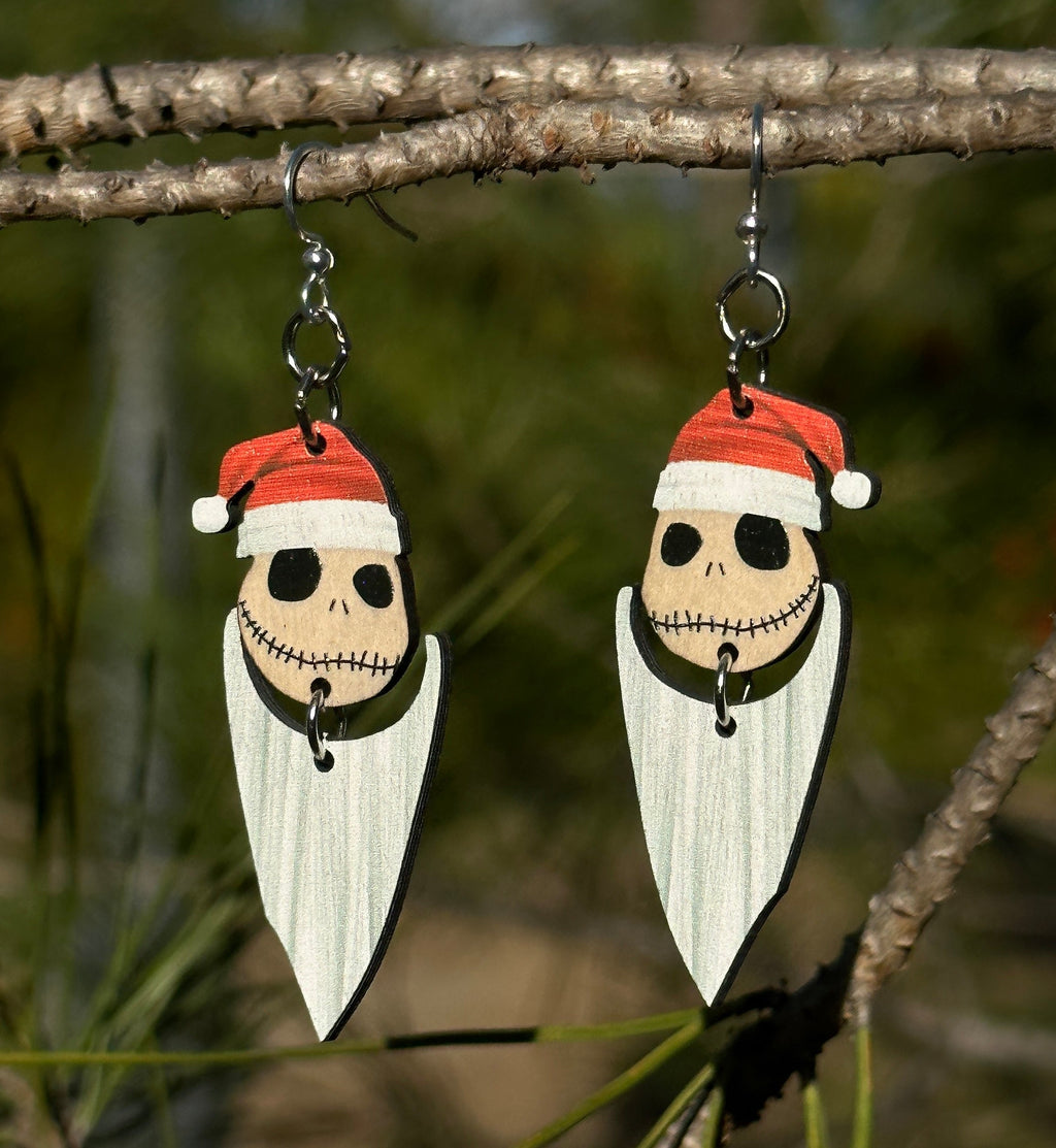 Christmas Skeleton Head Earrings