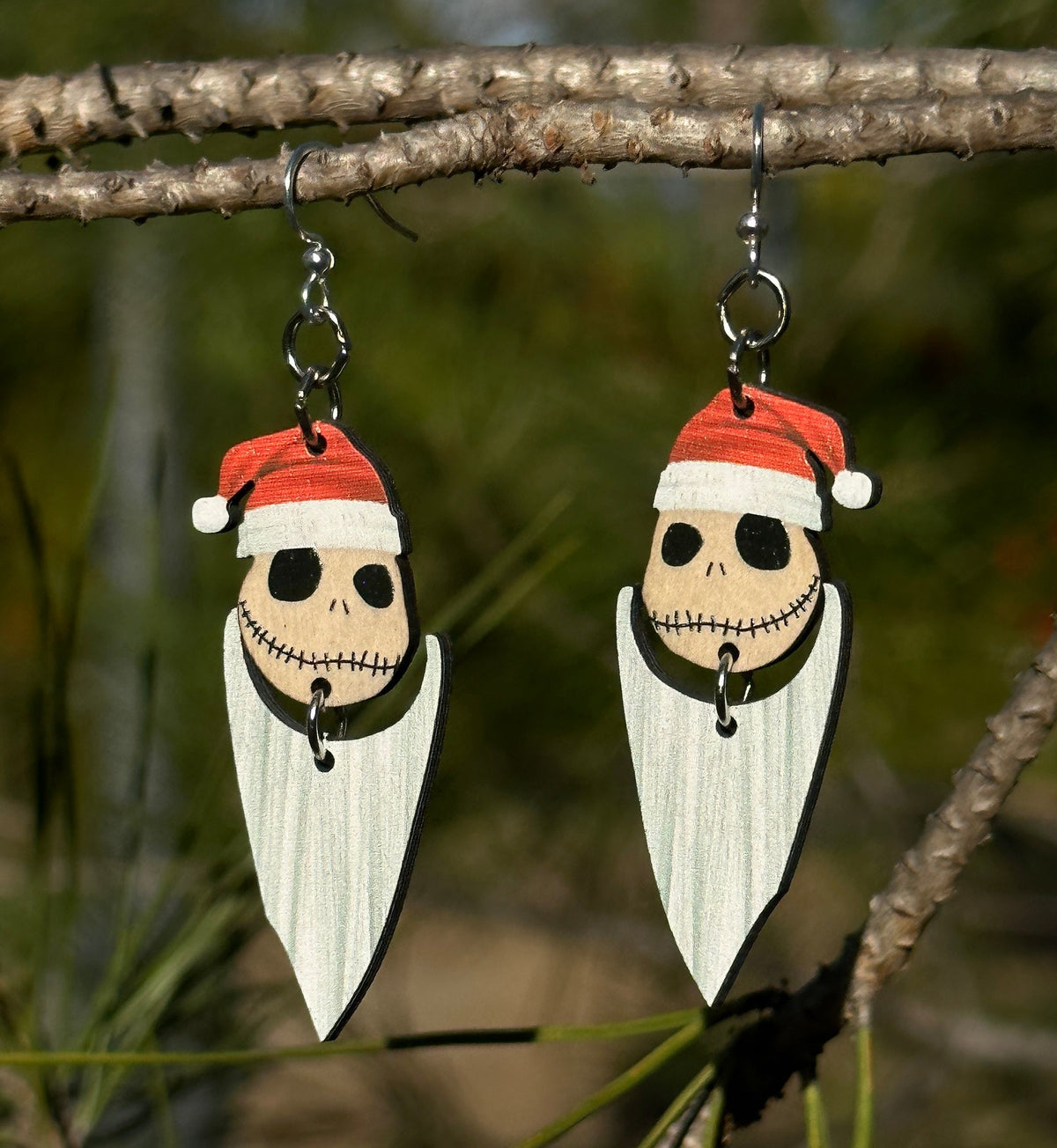 Christmas Skeleton Head Earrings