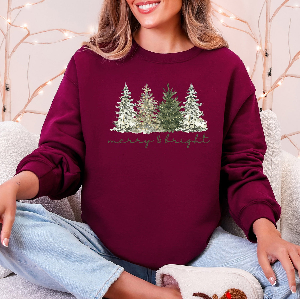 Merry and Bright Christmas Tree Sweatshirt