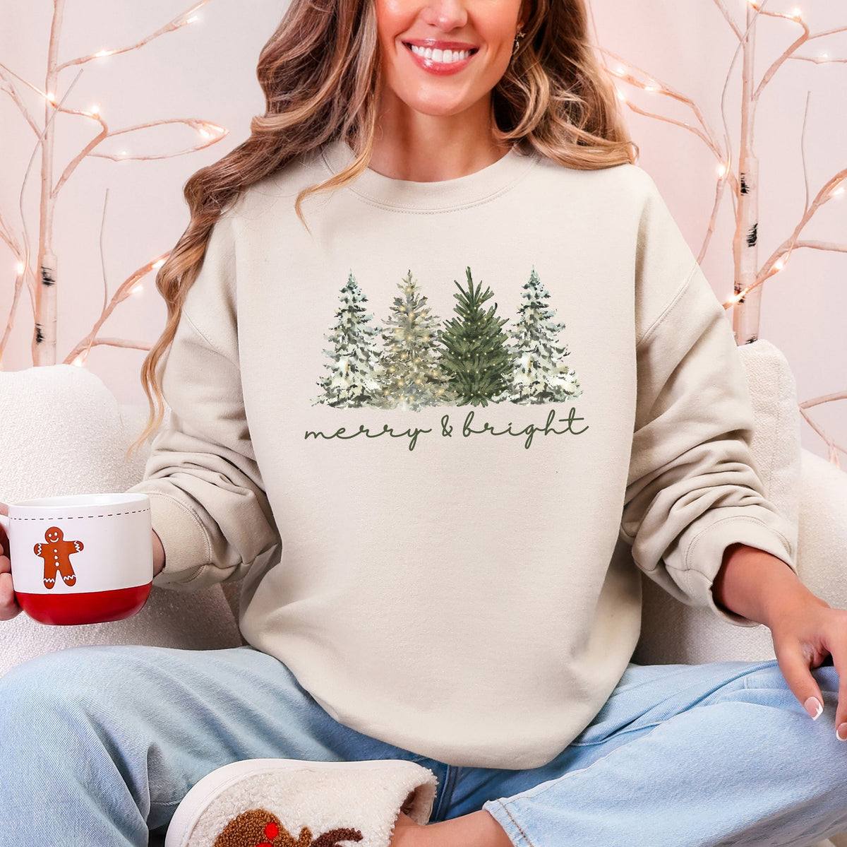 Merry and Bright Christmas Tree Sweatshirt