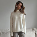 Solid Turtleneck Loose Knit Sweater