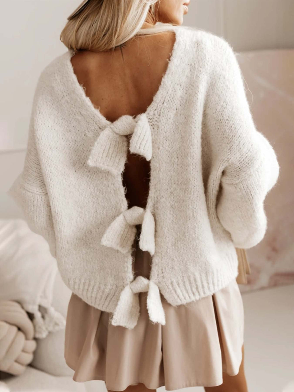 Bow-Back Knit Crop Top