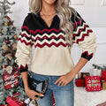 Chevron Jacquard V-Neck Sweater