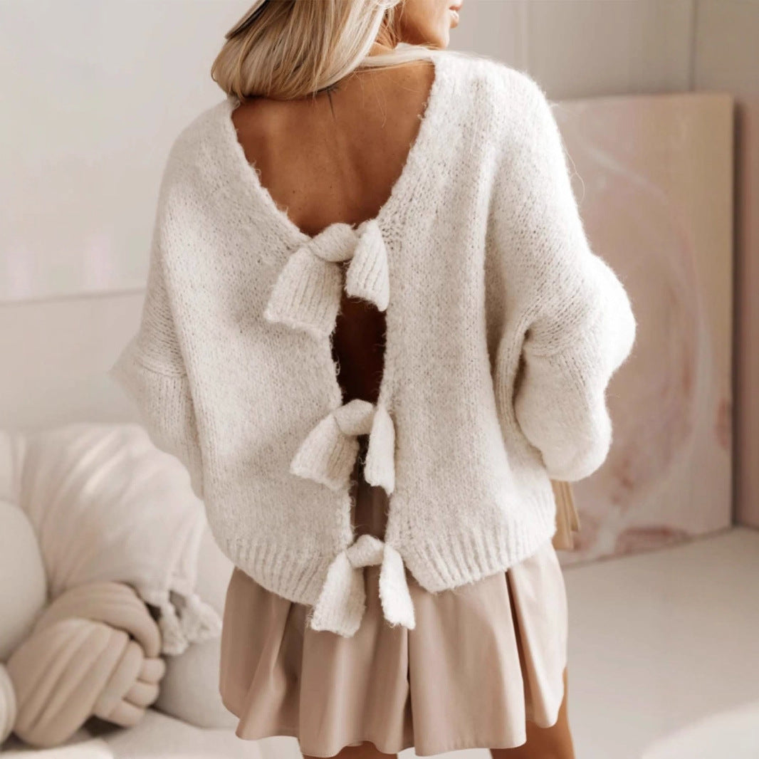 Bow-Back Knit Crop Top