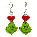 Green Curmudgeon Heart Earrings