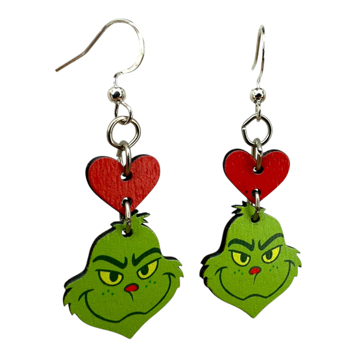 Green Curmudgeon Heart Earrings