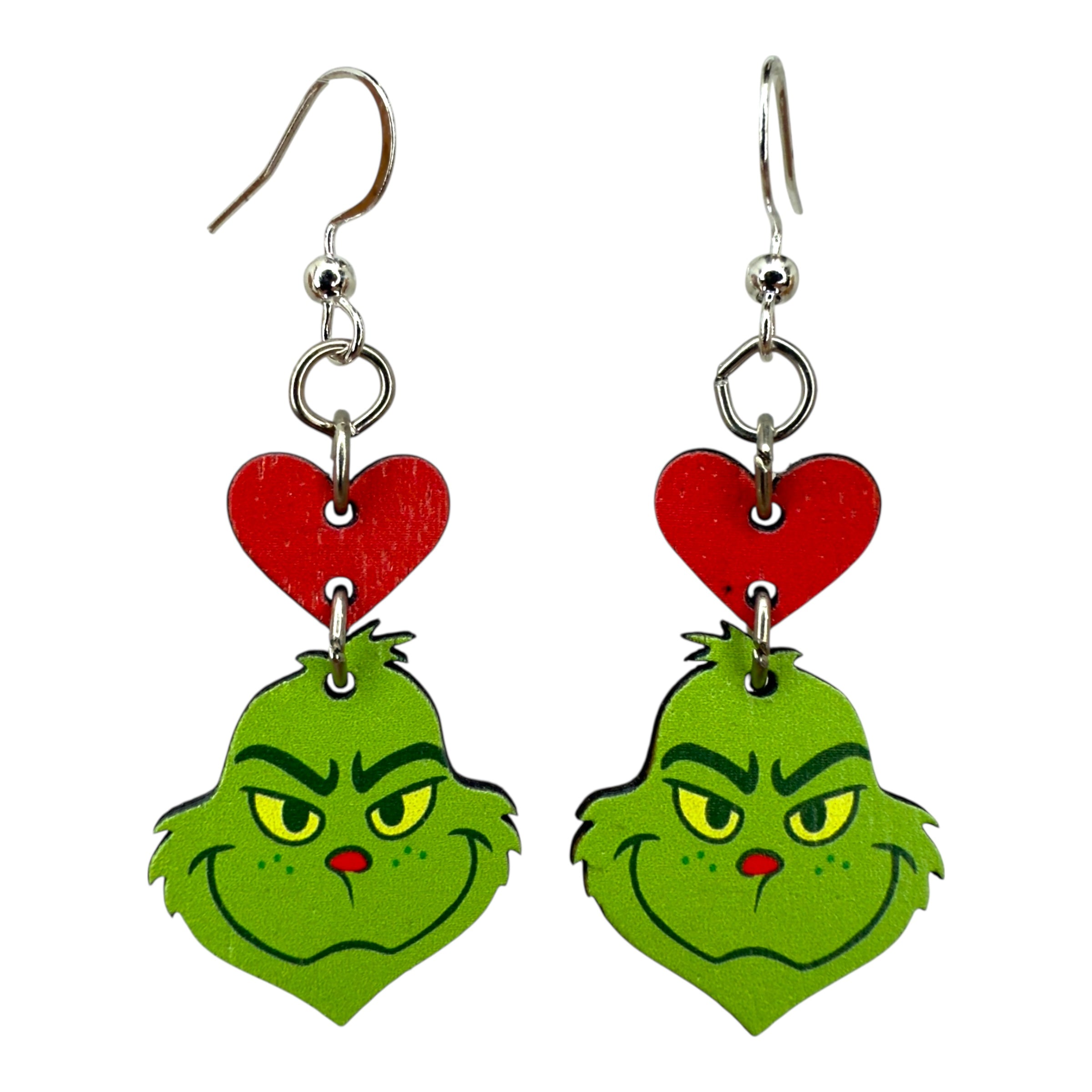 Green Curmudgeon Heart Earrings