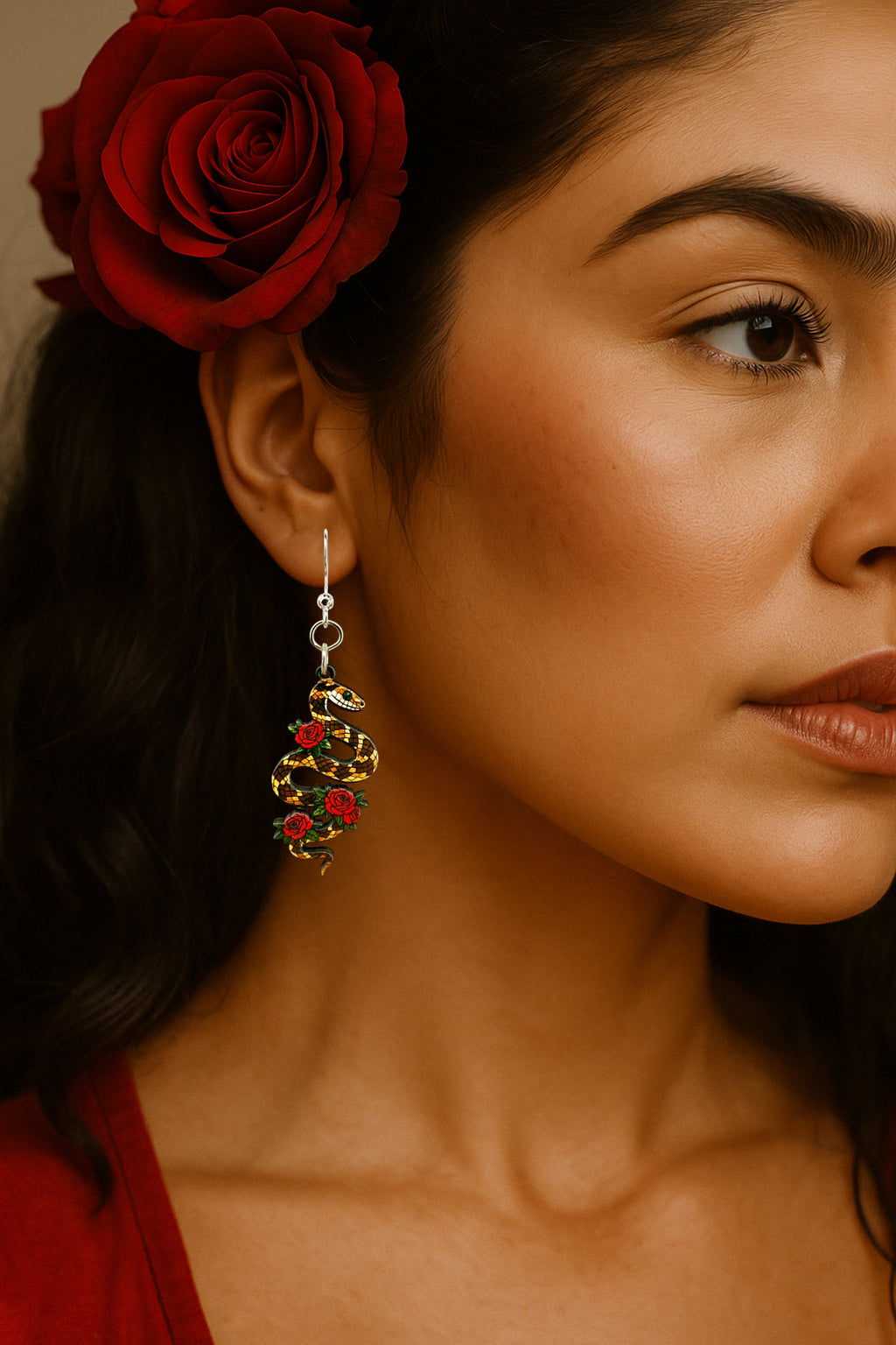Rattlesnake Rose Earrings