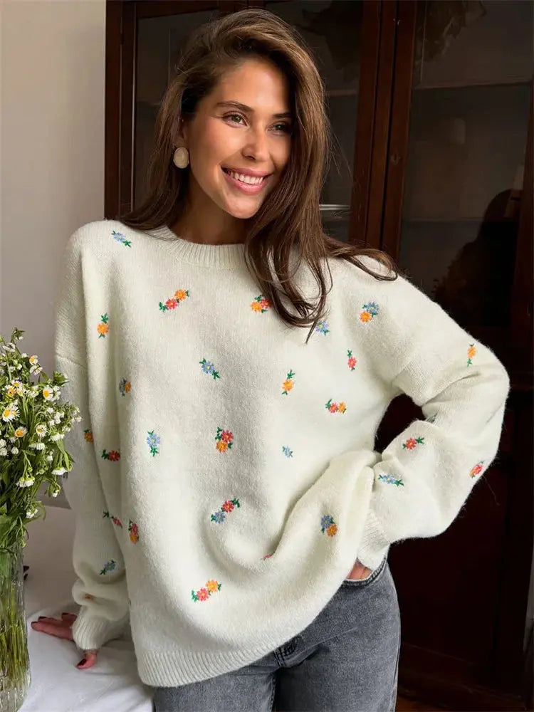 Printed Knit Pullover Top