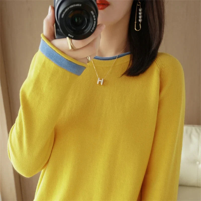 Cotton Round-Neck Knit Sweater