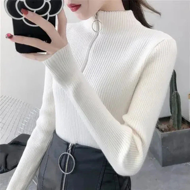 Half-Zip Ribbed Knit Sweater