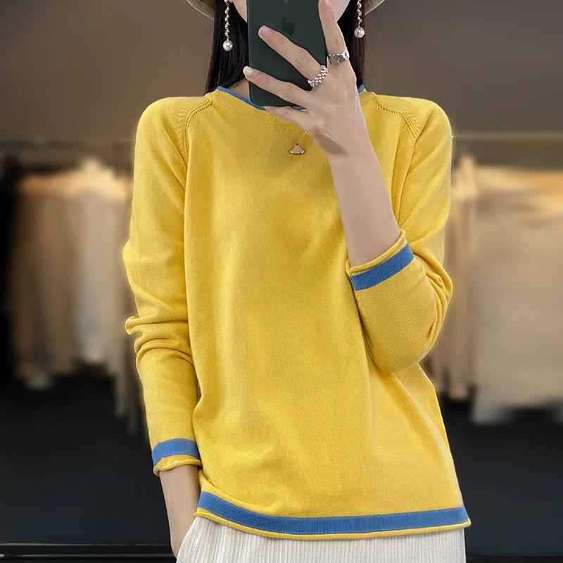 Cotton Round-Neck Knit Sweater