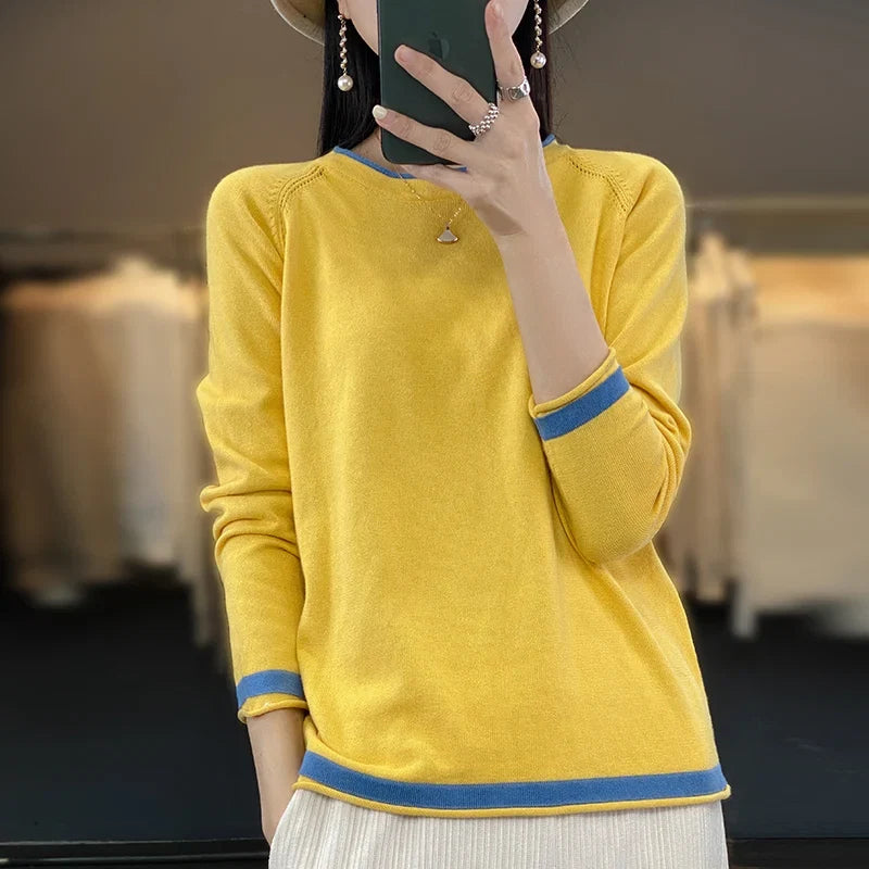 Cotton Round-Neck Knit Sweater