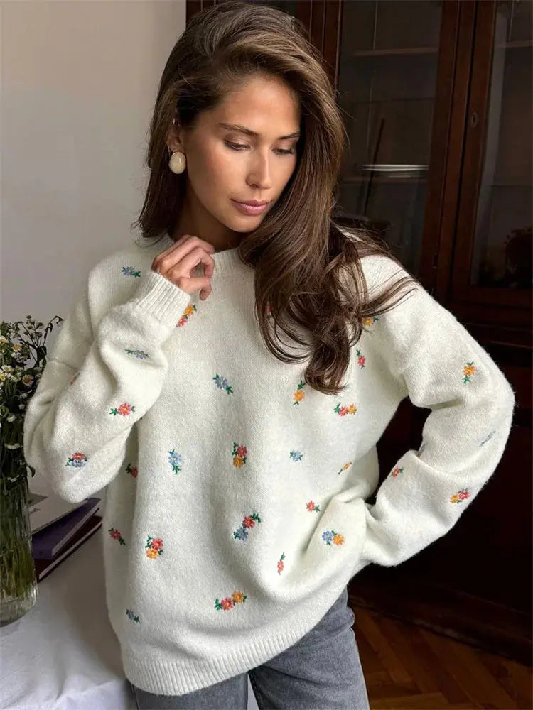 Printed Knit Pullover Top