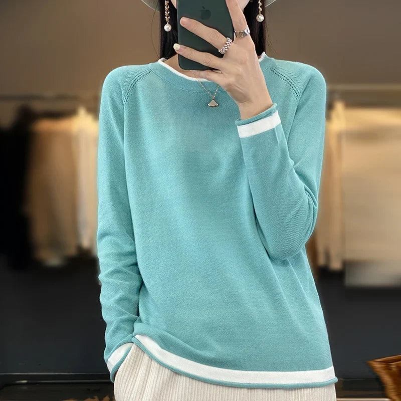 Cotton Round-Neck Knit Sweater