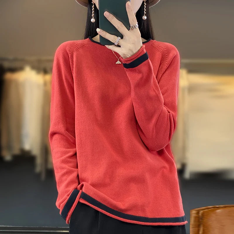 Cotton Round-Neck Knit Sweater