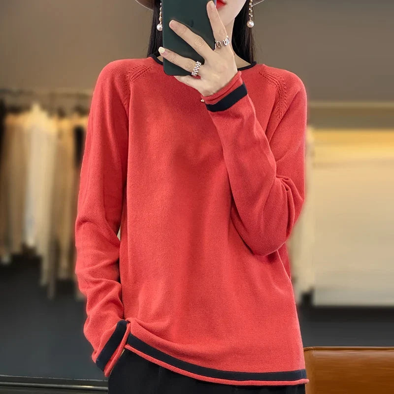 Cotton Round-Neck Knit Sweater