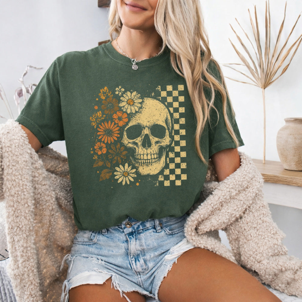 Skull & Flowers Firefly Comfort Colors T-Shirt