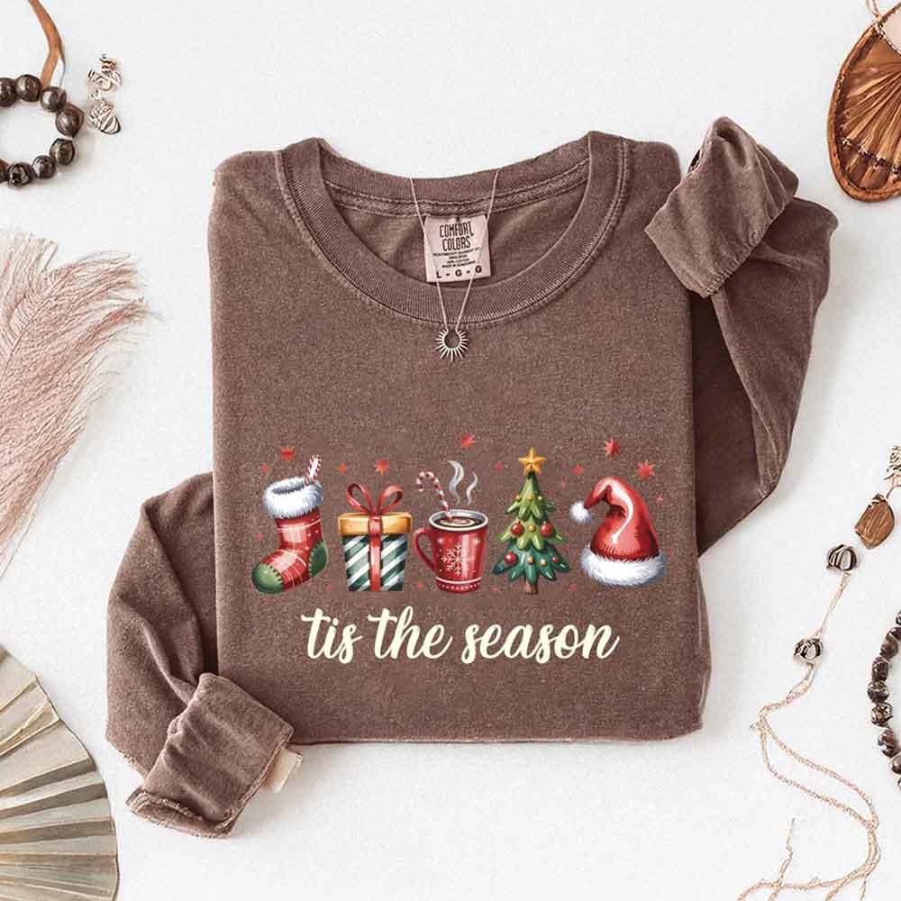 ’Tis the Season Comfort Colors Long Sleeve Christmas Shirt