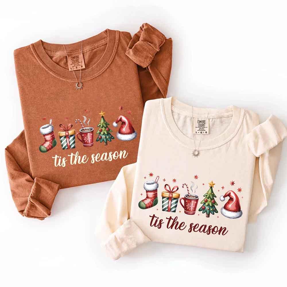 ’Tis the Season Comfort Colors Long Sleeve Christmas Shirt