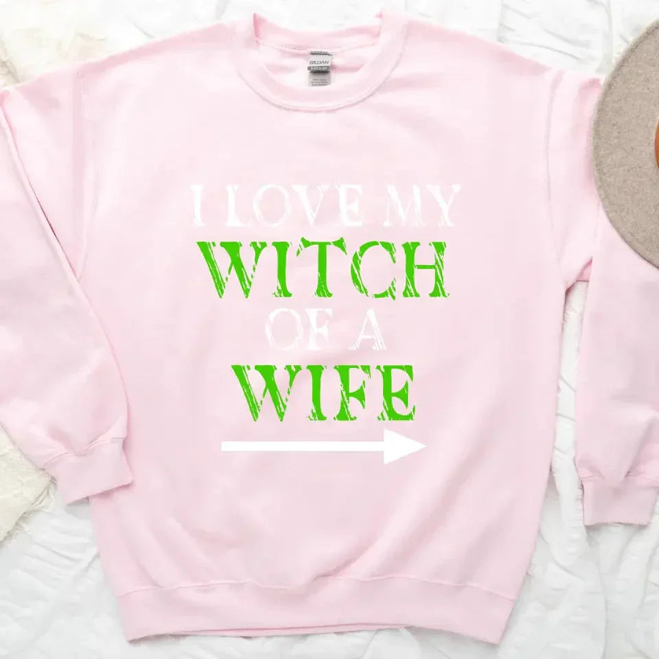 Sweat-shirt d'Halloween Sorcière de Femme et Monstre de Mari